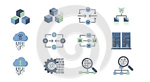 Cloud Computing and Data Technology Icon Set