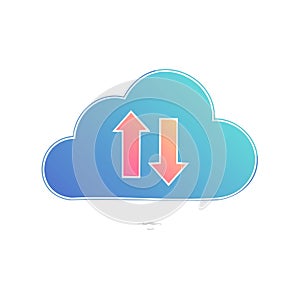 Cloud computing data transfer arrows upload download icon simple gradient