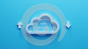 Cloud Computing, Data Transfer, Blue Background