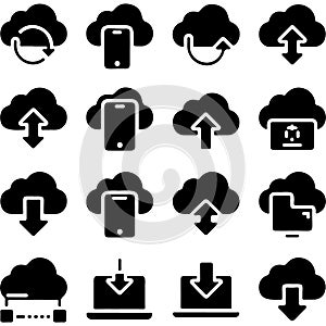 Cloud Computing and Data Transfer Icons Set