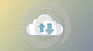 Cloud computing data transfer upload download storage technology networking information concept illustration