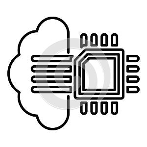 Cloud computing data transferring to microchip icon