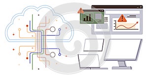 Cloud Computing and Data Visualization with Alert Notifications on Digital Screens