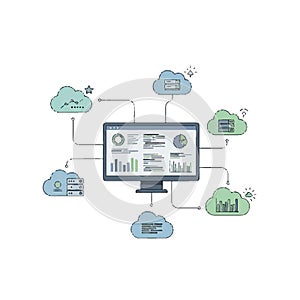 Cloud Computing Data Visualization and Network Management Concept with Dashboard