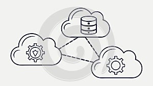 Cloud computing and database network technology line icons, vector design Generative AI