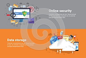 Cloud Computing Database Storage Services, Online Security Data Protection Web Technology Banner