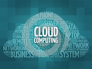 Cloud Computing - on-demand availability of computer system resources, especially data storage and computing power, word cloud