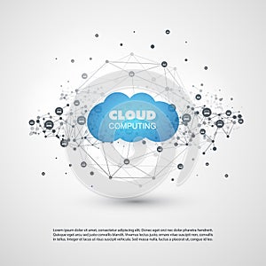 Cloud Computing Design Concept with Polygon - Global Digital Network Connections, Technology Background