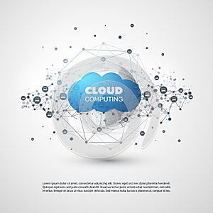 Cloud Computing Design Concept with Polygon - Global Digital Network Connections, Technology Background