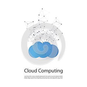 Cloud Computing Design Concept with Wireframe - Digital Network Connections, Technology Background