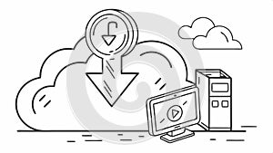 Cloud computing desktop, technology and data for cloud services and network vector design Generative AI