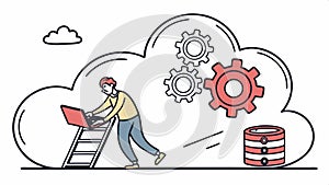 Cloud computing diagram, data storage, digital network and tech infrastructure. vector design Generative AI
