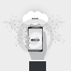 Cloud Computing, Digital Communication, Business Management Design Concept