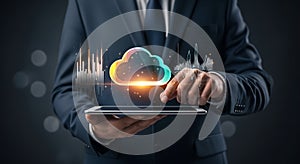 Cloud Computing Digital Hand Tablet Business Technology Data