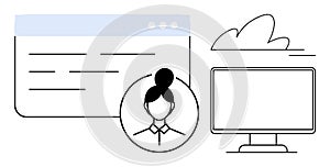 Abstract of Cloud Computing and User Interface with Person Icon