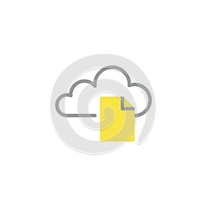 Cloud computing with document file line icon