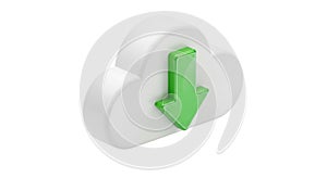 Cloud computing download icon with green arrow, data transfer