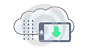 Cloud Computing Download Icon Vector for Mobile Data, vector design Generative AI