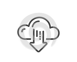 Cloud computing download line icon. Internet data storage sign. Vector