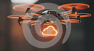Cloud Computing Drone Delivering Digital Data
