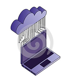 cloud computing with electronic circuit and laptop computer