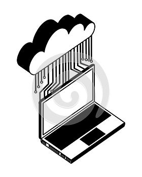 Cloud computing with electronic circuit and laptop computer