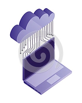 Cloud computing with electronic circuit and laptop computer