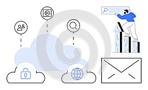 Cloud networking with digital security, global connectivity, and data access visualization