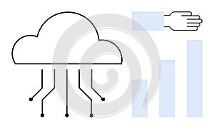 Cloud Computing Concept with Growth Chart and Digital Connectivity Elements