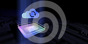 Cloud Computing Enabling Scalable Data Storage and Access Illustrated on a Processor, Business and Technology Concept