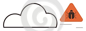 Cloud Computing Error Alert with Bug Warning Triangle Icon