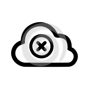 Cloud, computing, error, warning icon. Outline vector graphics