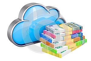 Cloud computing with euro packs. 3D rendering