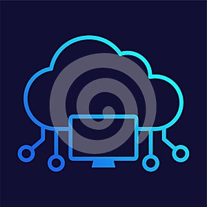 Cloud Computing Flat Colored Icon for Online Data and Digital Technology Concept