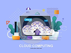 Cloud computing flat concept with gradients.