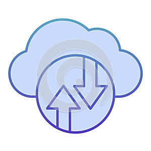 Cloud computing flat icon. Cloud hosting blue icons in trendy flat style. Data cloud concept gradient style design