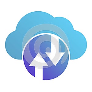 Cloud computing flat icon. Cloud hosting color icons in trendy flat style. Data cloud concept gradient style design