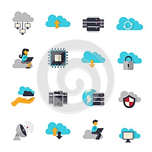Cloud Computing Flat Icons Set