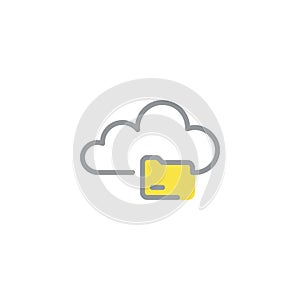 Cloud computing folder line icon
