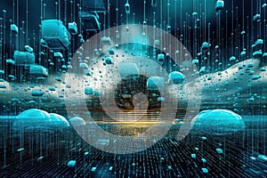 Cloud Computing Web and Networking AI Generated Illustration