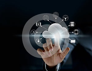 Cloud computing, futuristic display technology connectivity