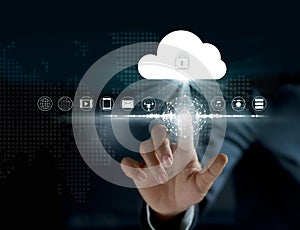 Cloud computing, futuristic display technology connectivity