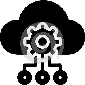 Cloud Computing Gear Connection Network Vector Graphic for Technology Solutions
