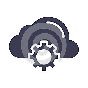 Cloud computing gear icon represents settings and configuration isolated