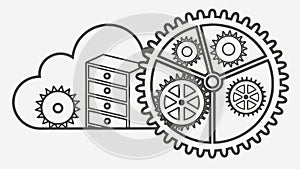 Cloud Computing Gear System Vector Illustration, vector design Generative AI