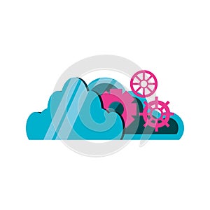 Cloud computing with gears icon