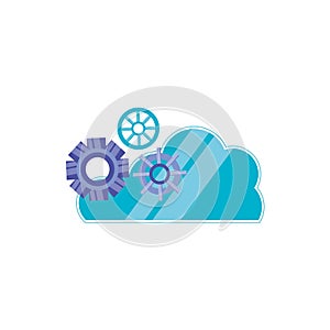Cloud computing with gears icon