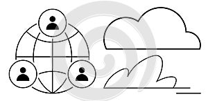 Cloud Networking Concept with Global Connectivity and Digital Communication Icons