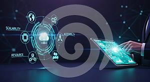 Cloud Data Computing Global Business Network Digital Tablet Interface