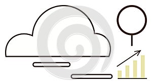 Cloud Computing with Growth Chart and Data Visualization Elements in Minimalistic Design